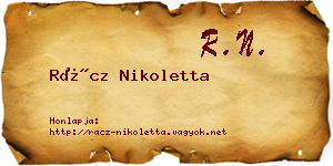 Rácz Nikoletta névjegykártya